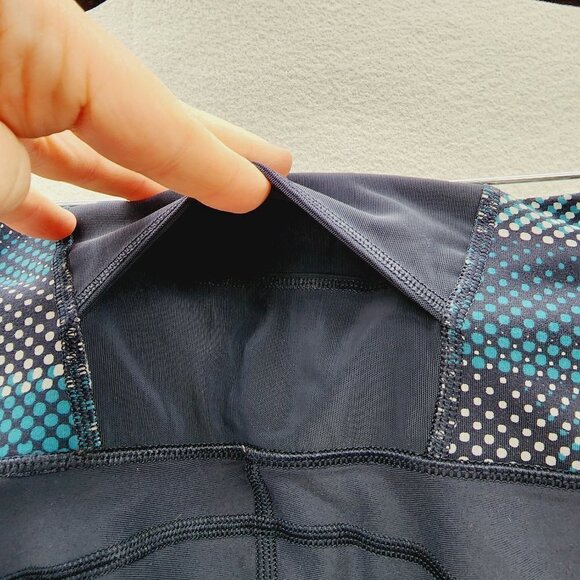 Athleta Kinetic Stealth Mesh 7/8 Tights Blue Mesh Panel Workout Leggings sz XS - Picture 5 of 13